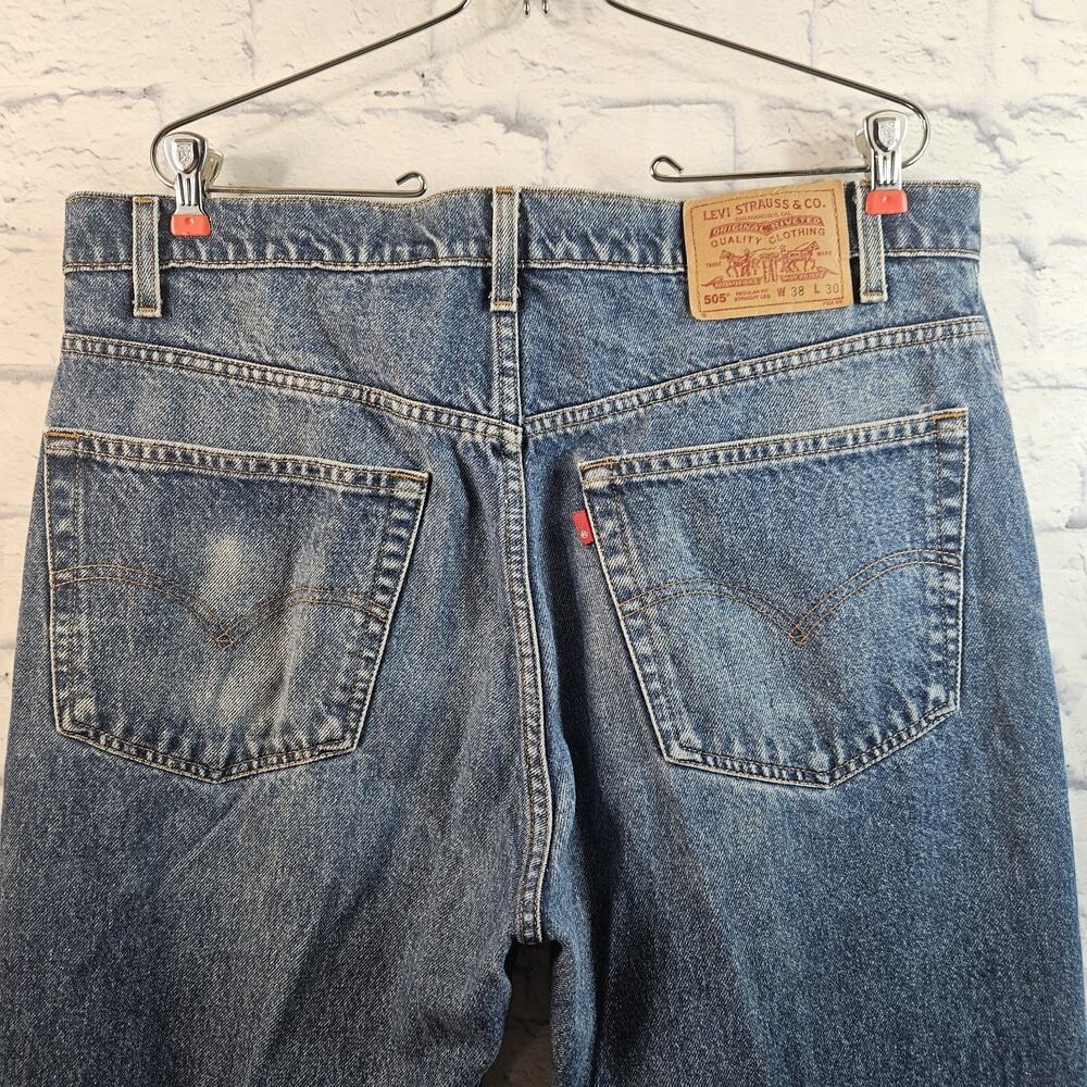 VTG Levis 505 Jeans Men 38x30 Denim Regular Fit Straight Leg Red Tab 90s - Picture 5 of 9